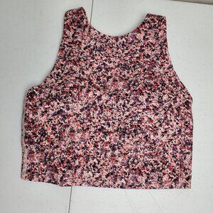 Athleta Conscious Crop Printed Crop Top A-C Pink Splatter Multicolor Womens XS